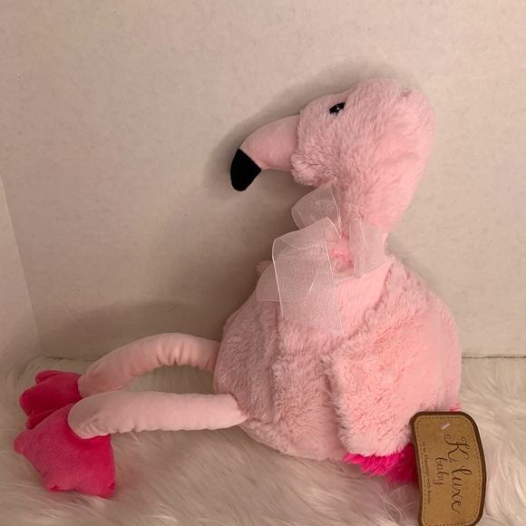 New Kellytoy K Luxe Baby Plush Stuffed Animal Toy Pink Flamingo rattle 12 in - Picture 2 of 6